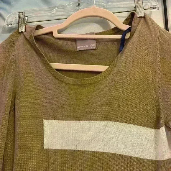 Evolution by Cyrus Geometric Tan Orange and White Knee Length Dress - Picture 6 of 17